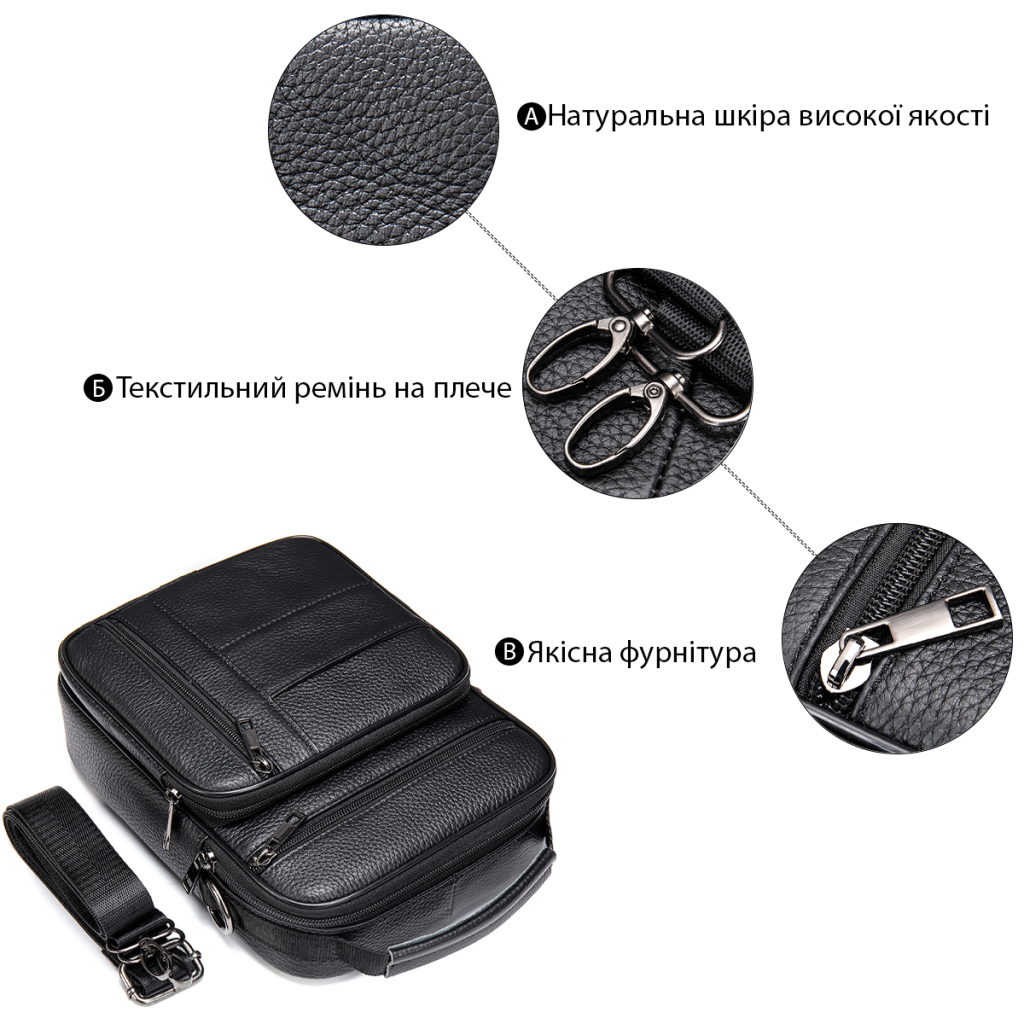 Сумка Vintage Шкіряна Чорна (20347) - зображення 4