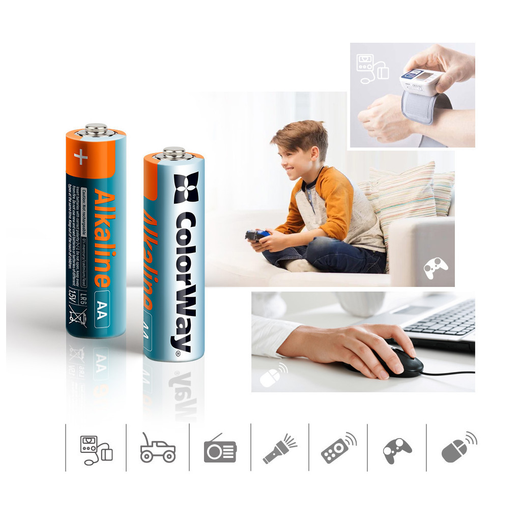 Батарейка ColorWay AA LR6 Alkaline Power (лужні) * 40 colour box (CW-BALR06-40CB) - зображення 3