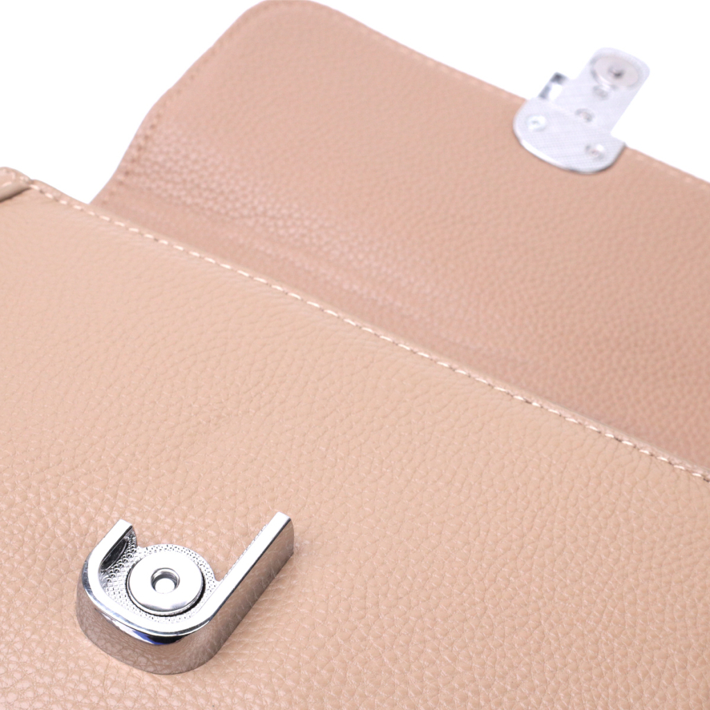 Сумка Vintage Жіноча напівкругла з магнітом-засувкою з натуральної шкіри Бежева (22440) - зображення 6