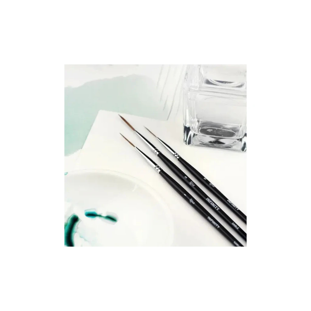 Пензлик для малювання Rosa Соболь круглий, лайнер, INFINITY 128, № 0 (4823098516866) - изображение 7