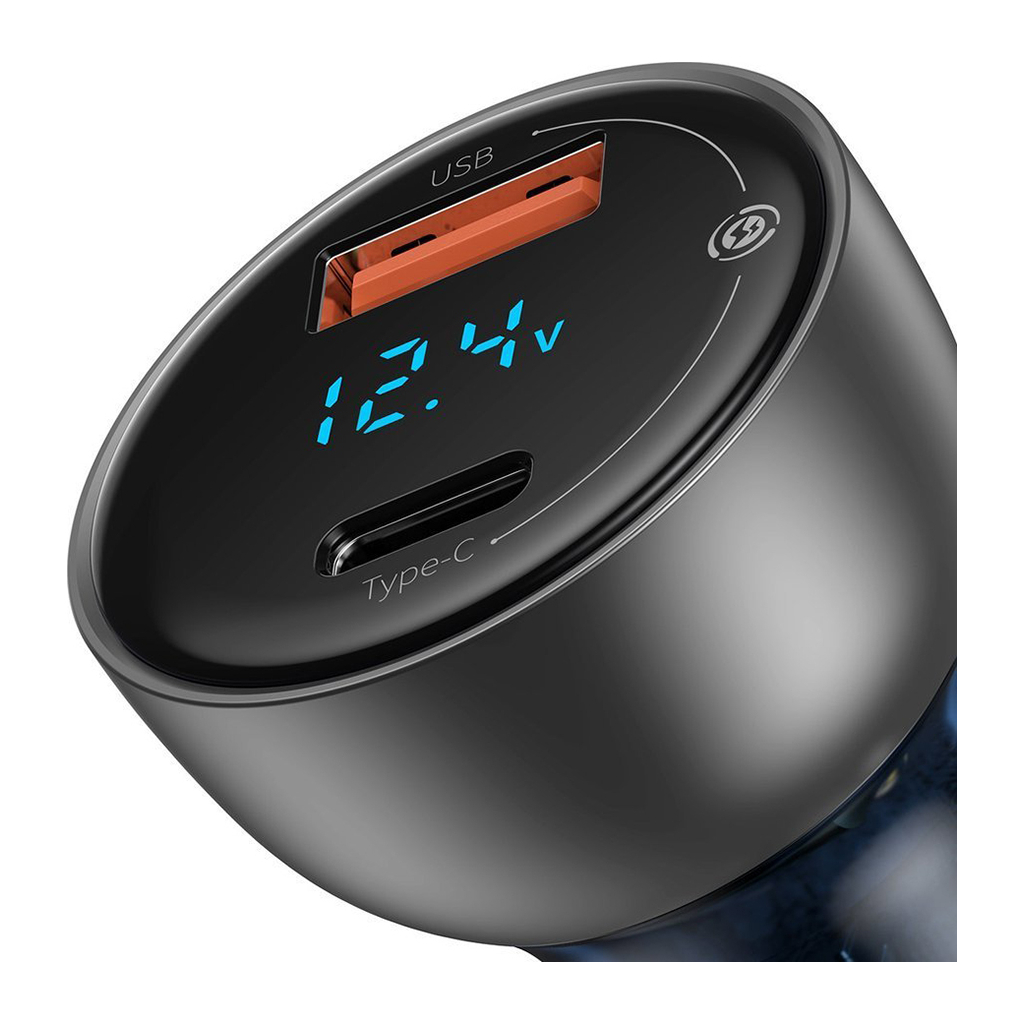 Зарядний пристрій Baseus Particular Digital Display QC+PPS Dual Quick Charger Car Charger 65W Shallow tarnish (CCKX-C0A) - зображення 4