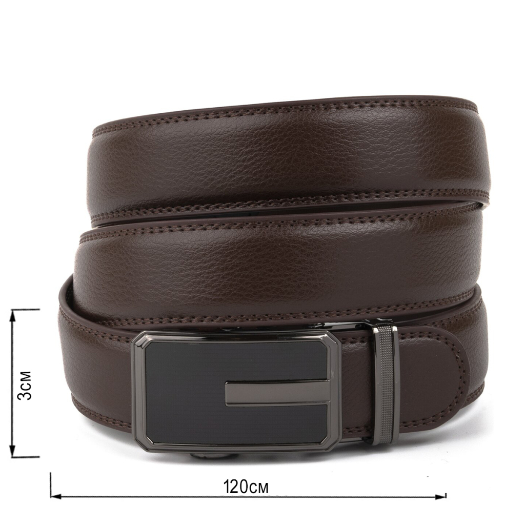 Ремінь Vintage Чоловічий тонкий з пряжкою автомат Коричневий (20308) - зображення 3