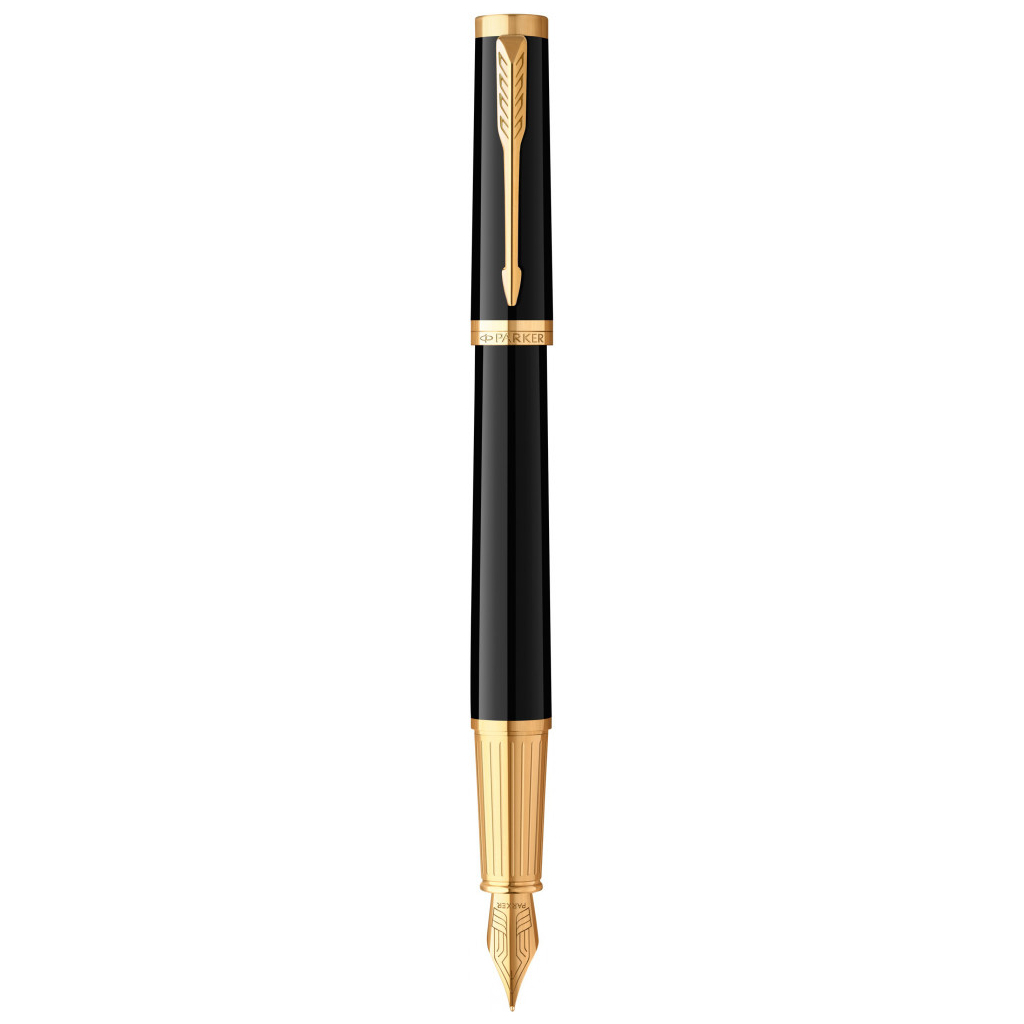 Ручка пір'яна Parker INGENUITY Black Lacquer GT FP F (60 011) - изображение 1