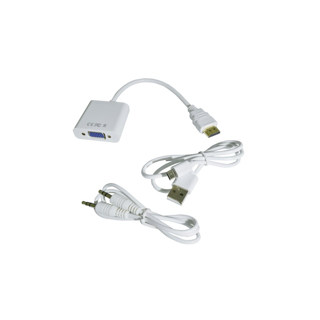 Перехідник HDMI M to VGA F (з кабелями аудіо і живлення від USB) ST-Lab (U-990 white) - изображение 4