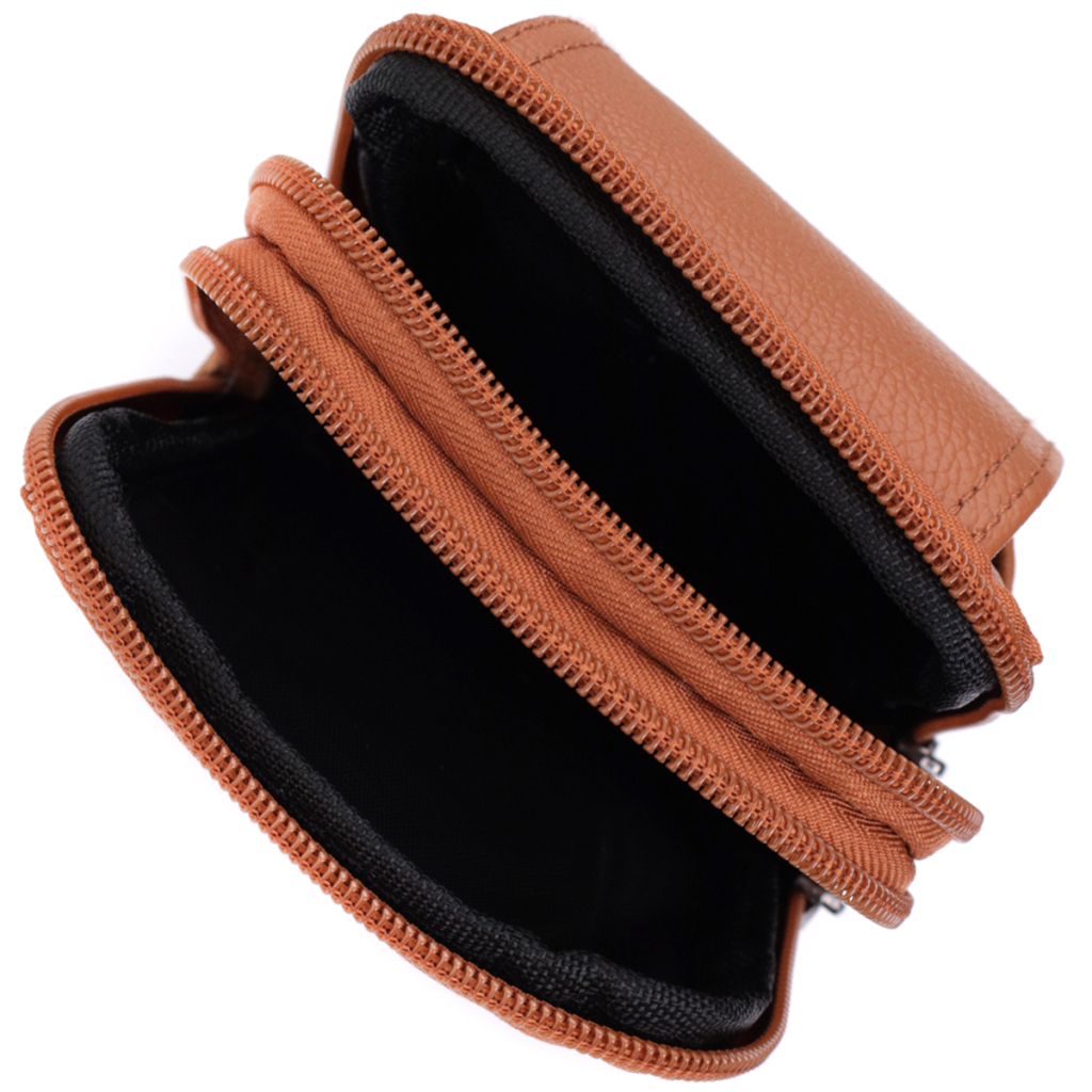 Сумка Vintage На пояс на два відділення з натуральної шкіри Руда (22737) - зображення 8