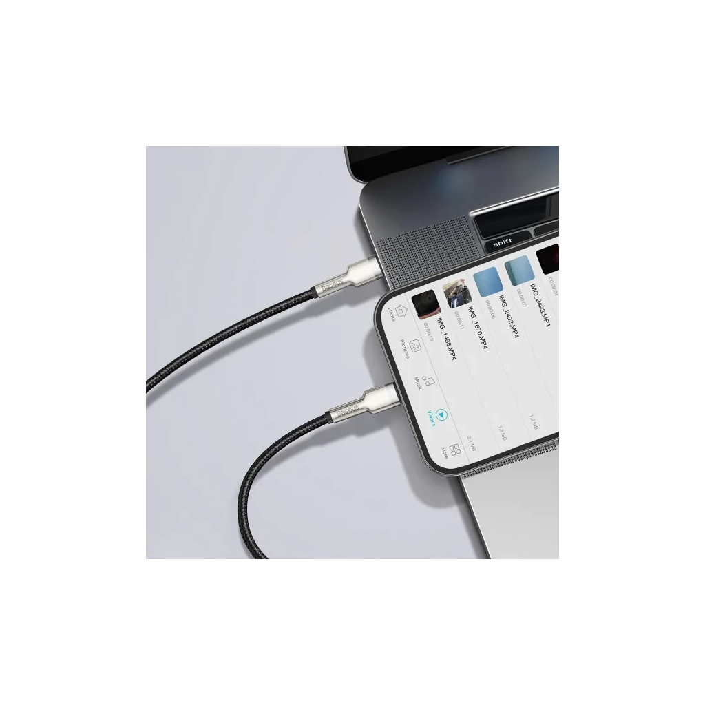 Дата кабель USB-C to Lightning 0.25m 20W Cafule Series Meta black Baseus (CATLJK-01) - зображення 5