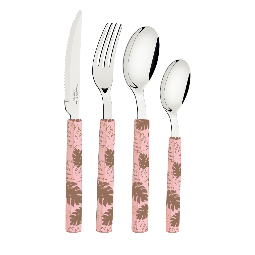 Набір столових приборів Tramontina Bliss 16 предметів Рожевий (29899/129) - зображення 1