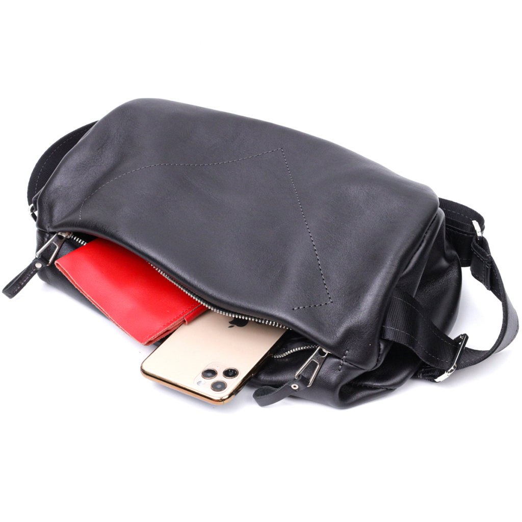 Сумка Grande Pelle Через плече з натуральної шкіри Чорна (11649) - зображення 7