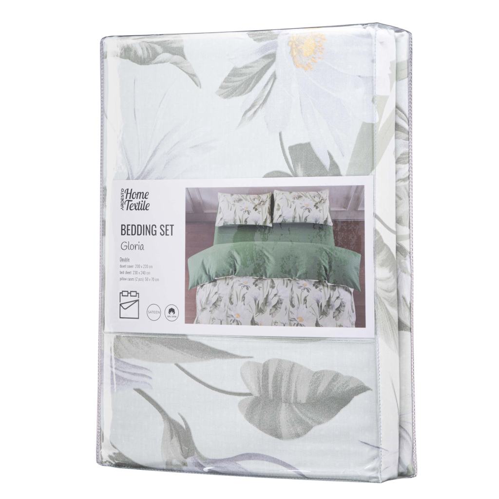 Постільна білизна Ardesto Gloria сатин квіти, зелений євро 200х220 (ART2022GF) - изображение 1
