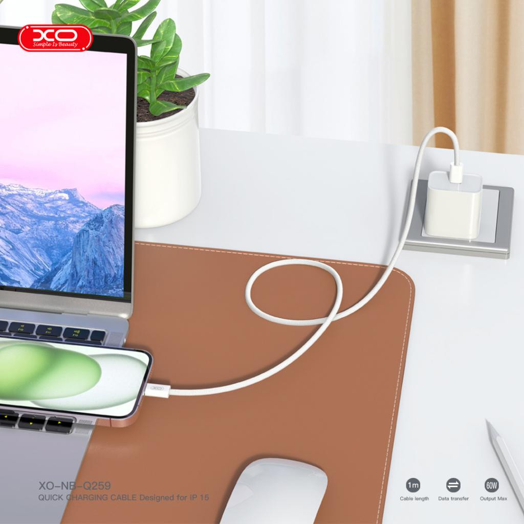 Дата кабель USB-C to USB-C 1.0m 60W White XO (XO-NB-Q259-WH) - зображення 7