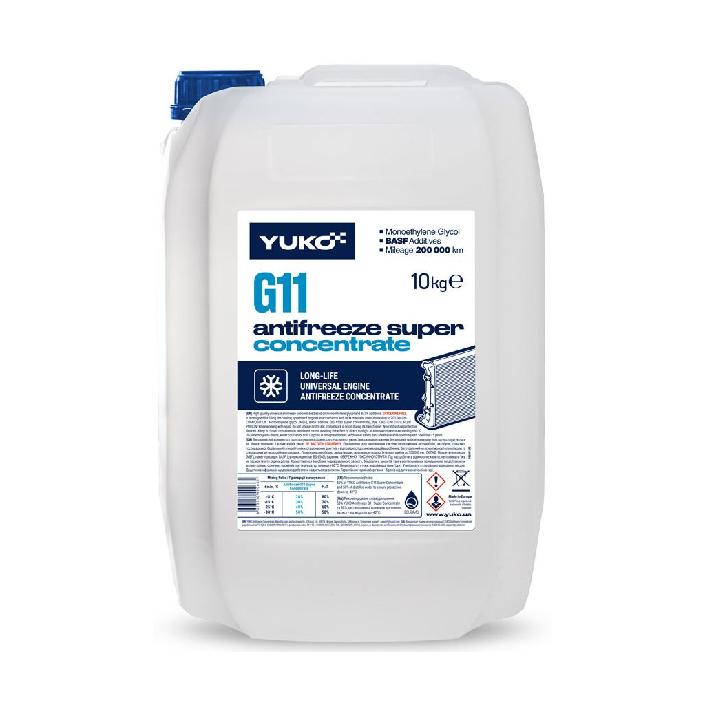 Антифриз Yuko CONCENTRATE G11 синій ПЕ кан.10л (10 кг.) (4823110400661) - зображення 1