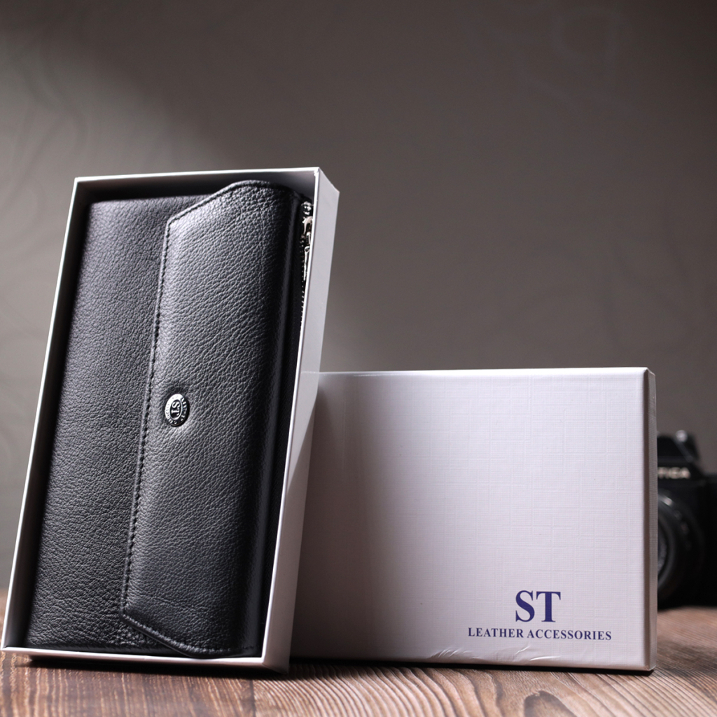 Портмоне ST Leather З натуральної шкіри Чорне (22698) - изображение 12