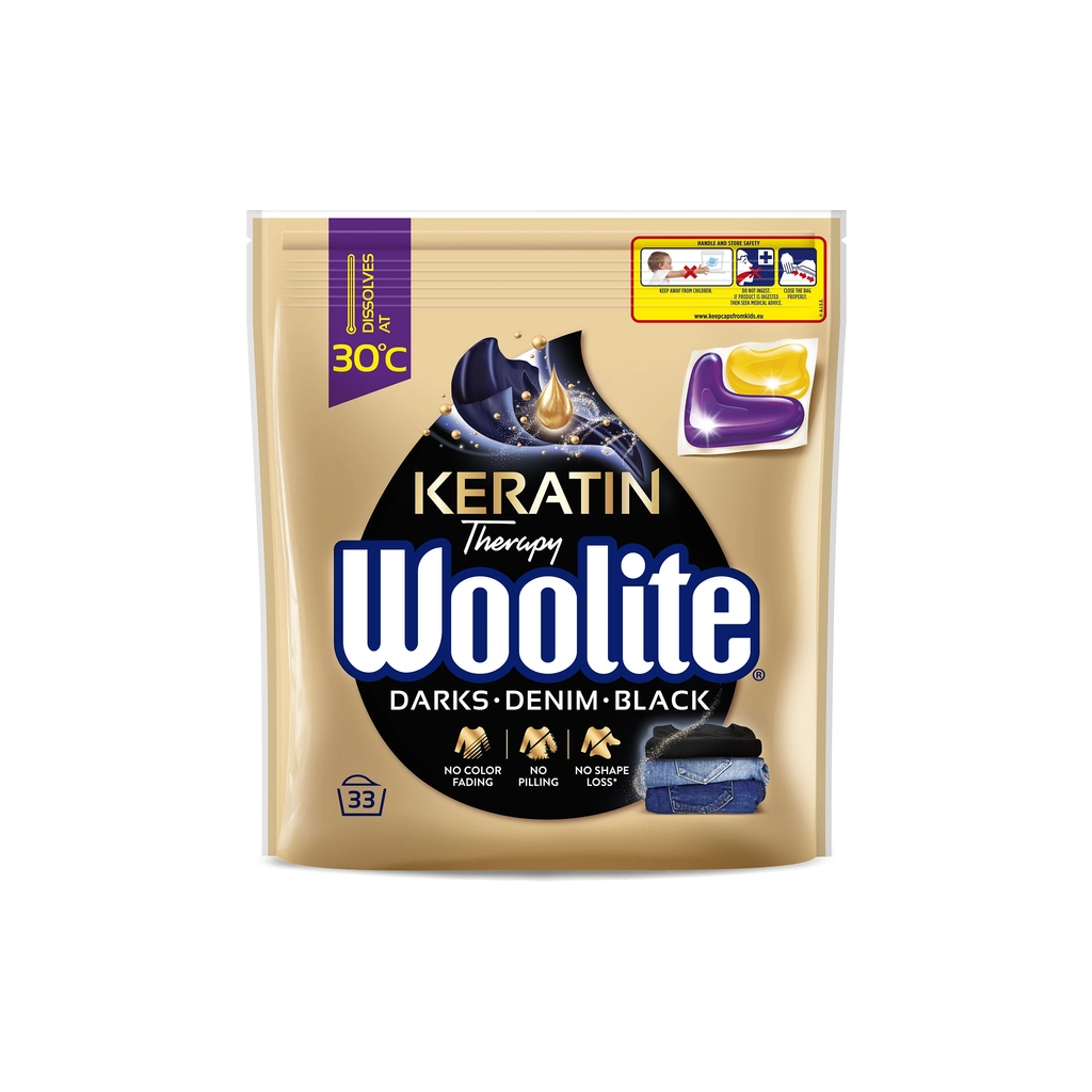 Капсули для прання Woolite Для чорних та джинсових тканин З кератином 33 шт. (5900627094145) - зображення 1