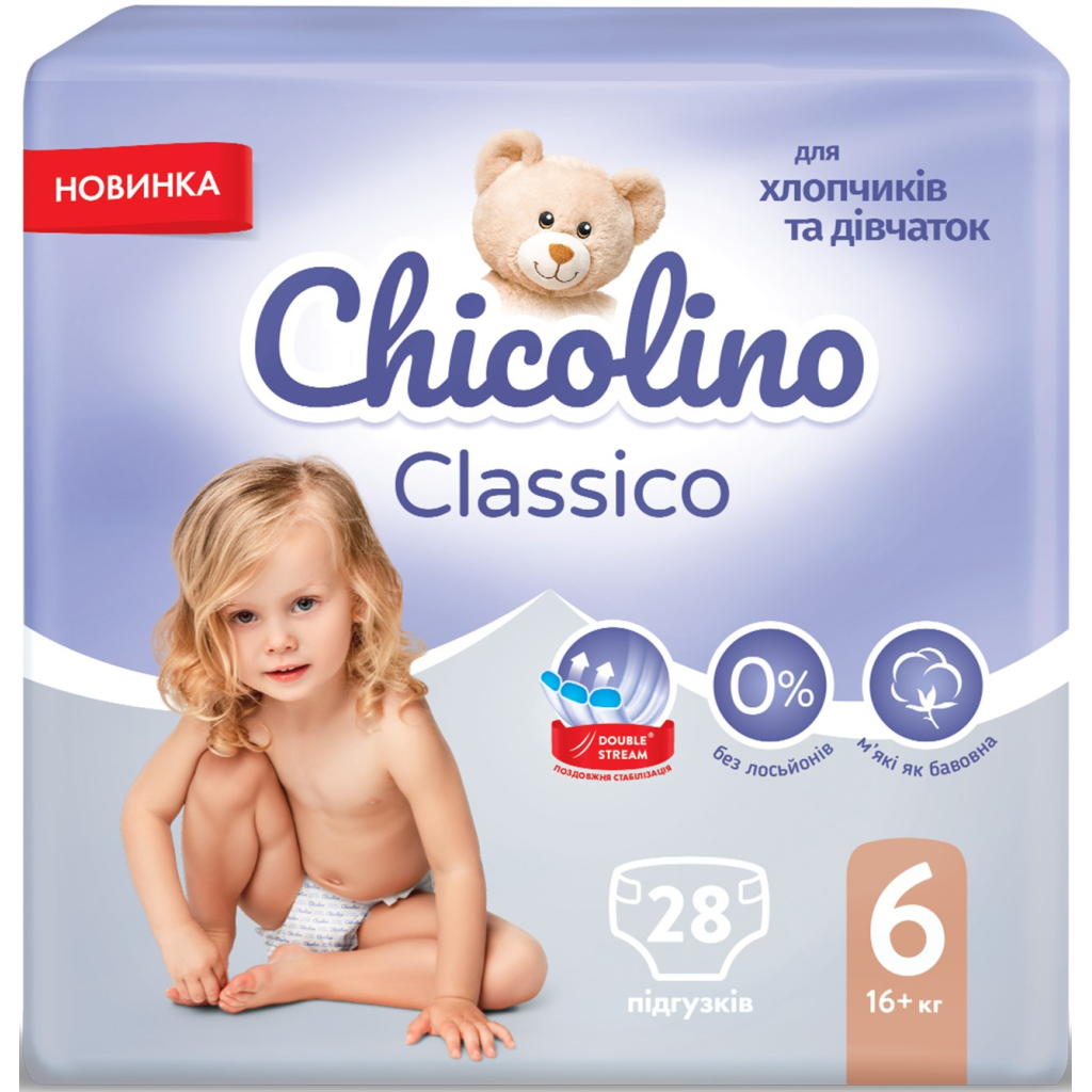 Підгузки Chicolino Medium Classico 6 Розмір (16+ кг) 28 шт (4823098410836) - зображення 2