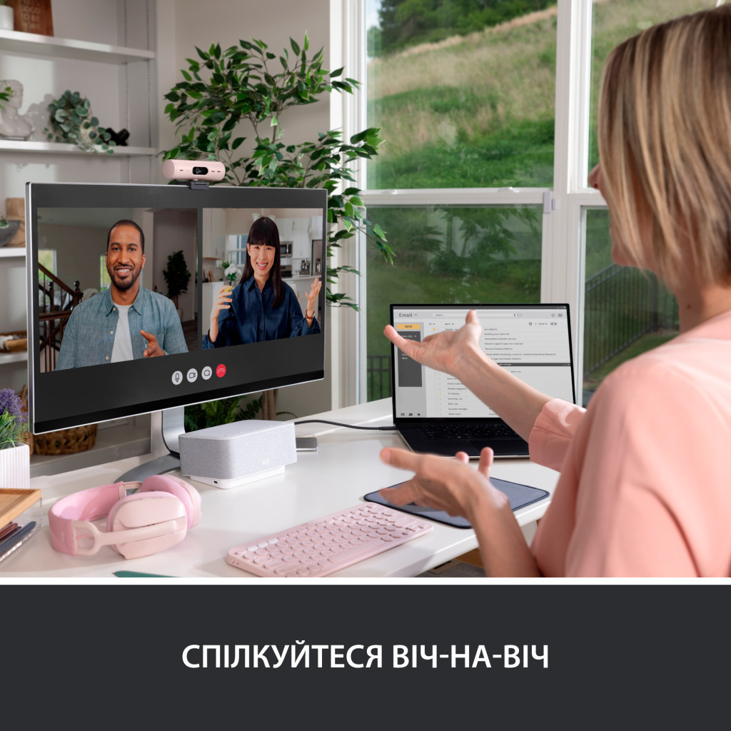 Веб-камера Logitech Brio 500 Rose (960-001421) - зображення 9