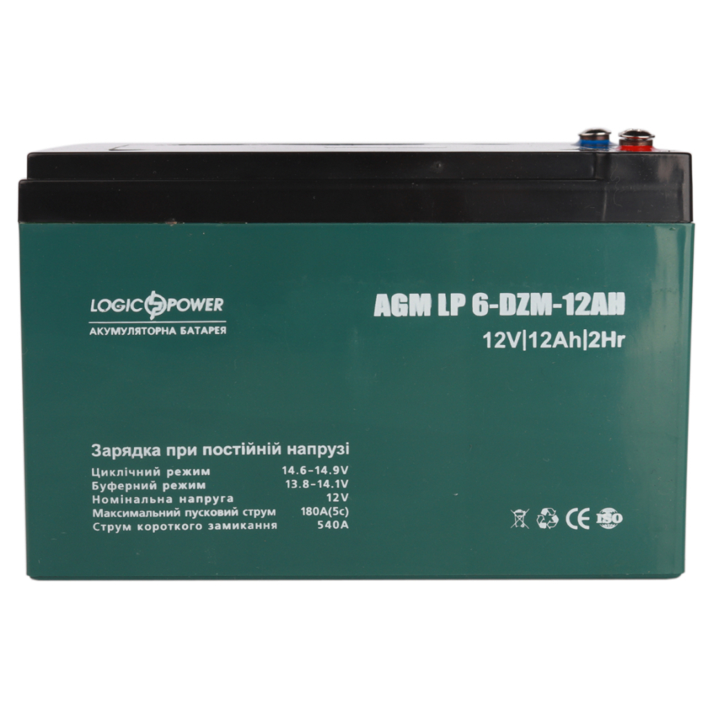 Батарея до ДБЖ LogicPower 12V 12Ah LP-6-DZM-12 (9172) - зображення 2