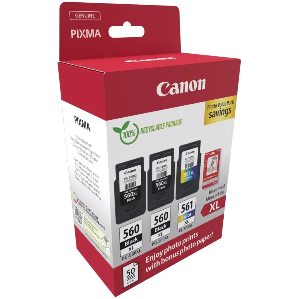Картридж Canon PG-560/CL-561 XL 2xBK+Color, + Photo Paper, Value Pack (3712C012) - зображення 2