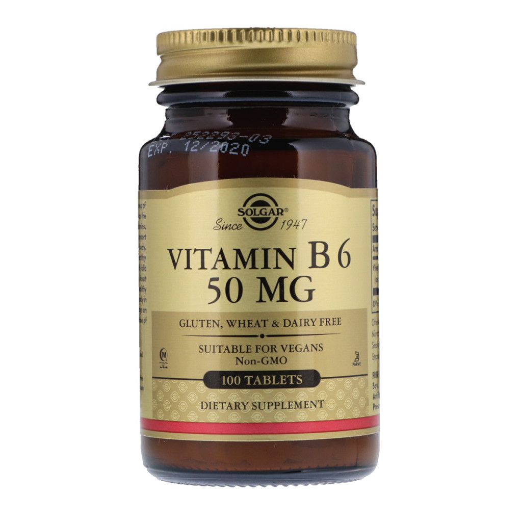 Вітамін Solgar Вітамін В6, Vitamin B6, 50 мг, 100 таблеток (SOL-03100) - зображення 1