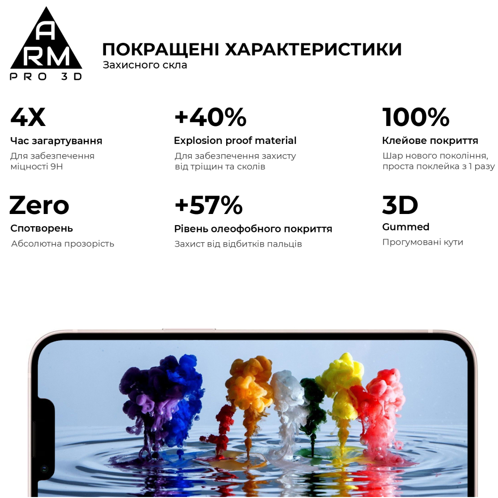 Скло захисне Armorstandart Pro 3D Apple iPhone 13 Pro Max Black (ARM60265) - зображення 3