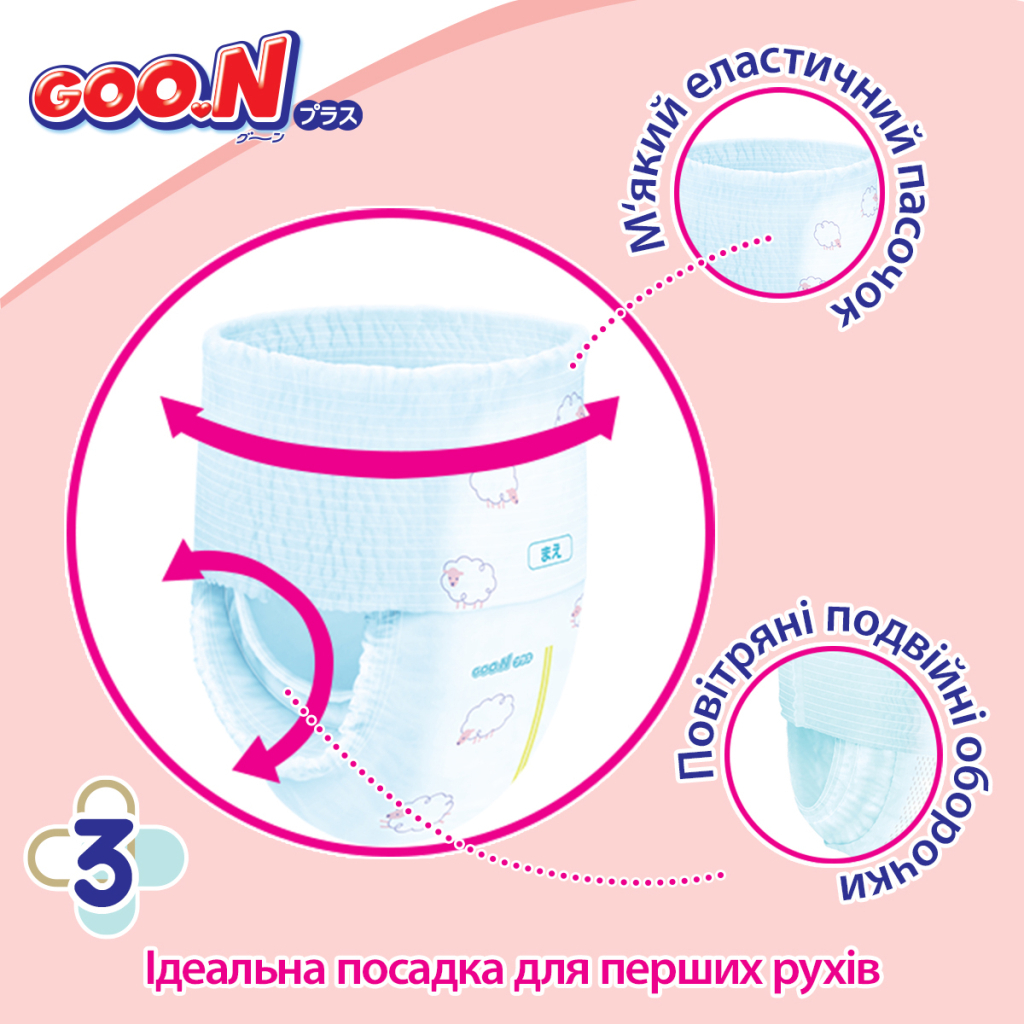 Підгузки GOO.N Plus Трусики для дітей 6-12 кг розмір M Унісекс 58 шт (843339) - зображення 5