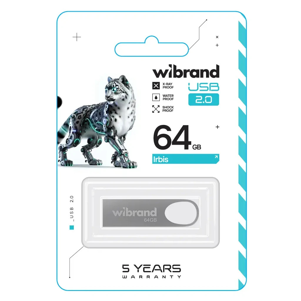 USB флеш накопичувач Wibrand 64GB Irbis Silver USB 2.0 (WI2.0/IR64U3S) - зображення 2