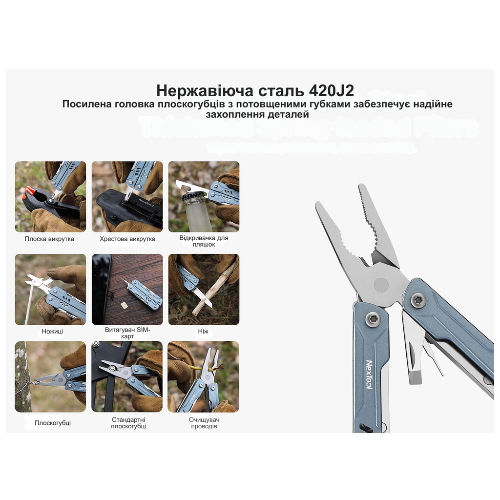 Мультитул NexTool Mini Sailor Pliers S11 блакитний (NE20156B) - зображення 7