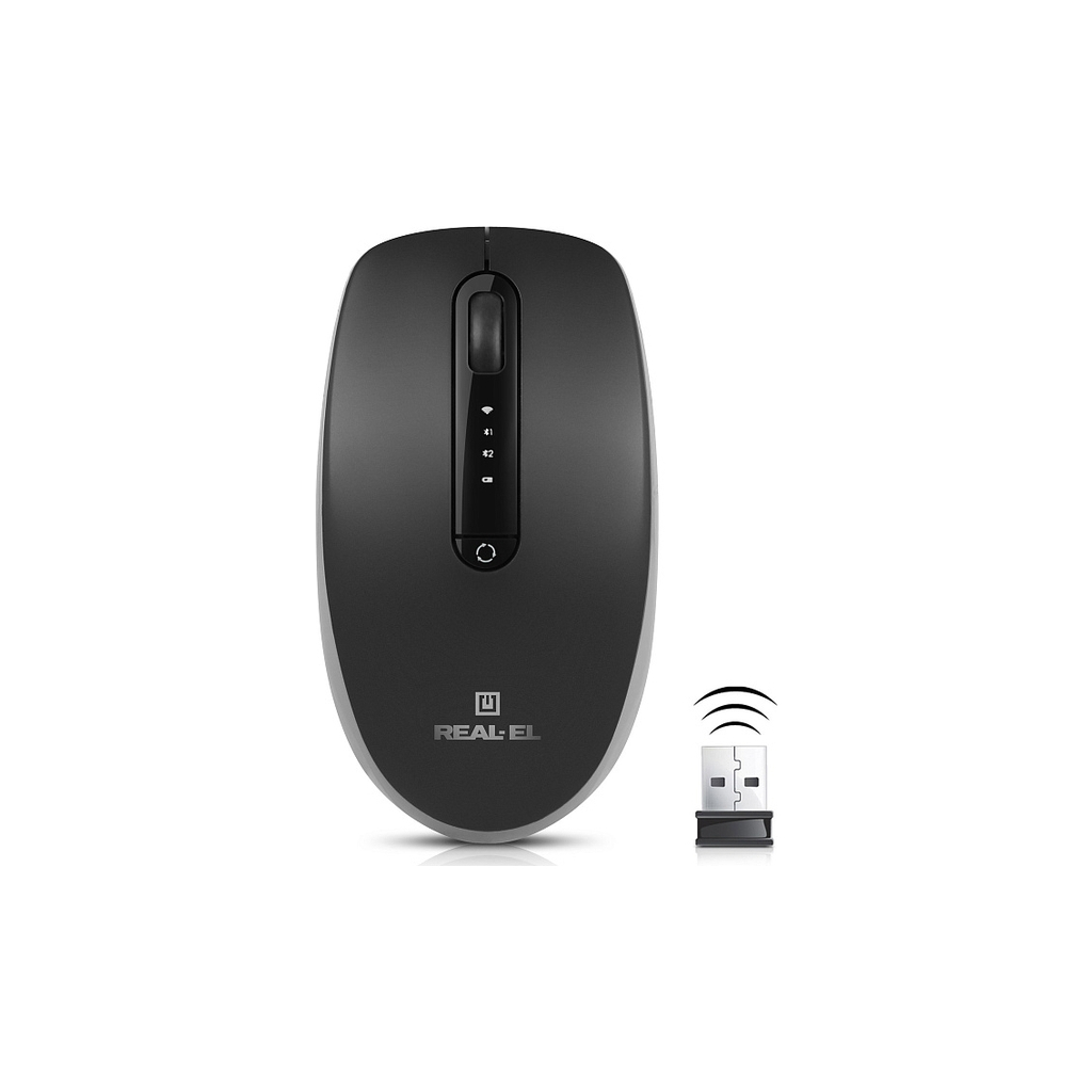 Мишка REAL-EL RM-455W Wireless/Bluetooth Black/Gray (EL123200047) - зображення 3