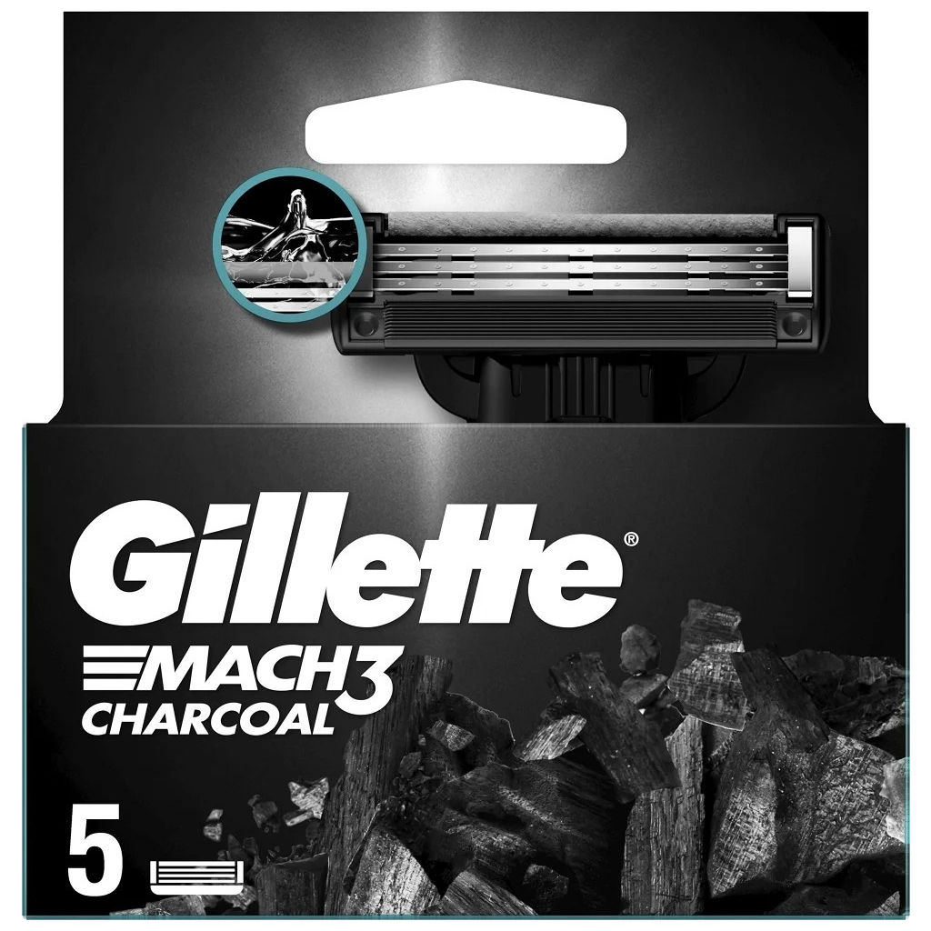 Змінні касети Gillette Mach3 Charcoal Деревне вугілля 5 шт. (8700216062770) - изображение 2