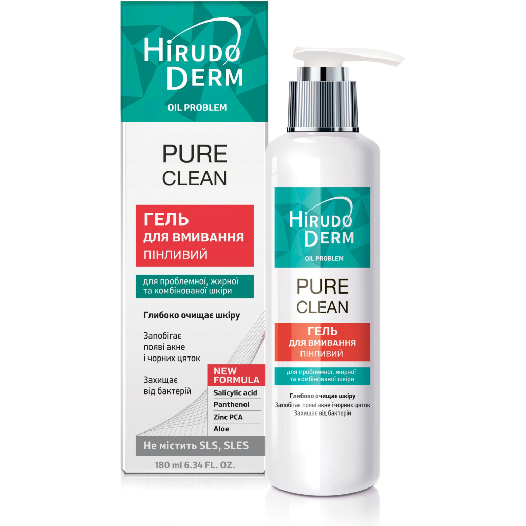 Гель для вмивання Біокон Hirudo Derm Oil Problem Pure Clean 180 мл (4820008318695) - зображення 1