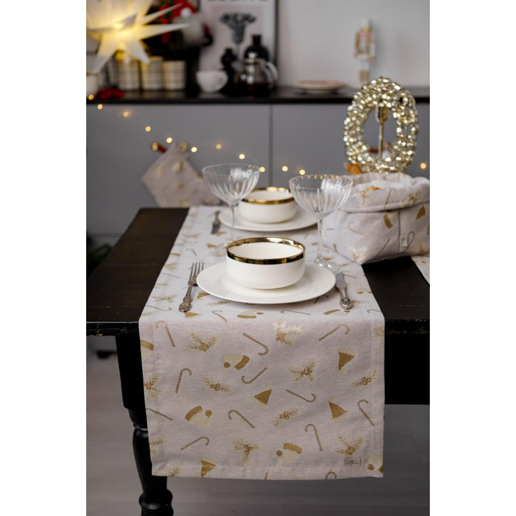 Доріжка на стіл Прованс Шапочки на бежевому 40х180 см (036824) - зображення 1