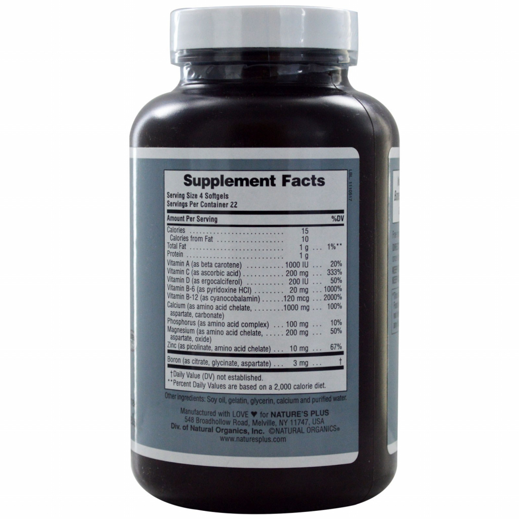 Мінерали Natures Plus Кальцій з Бором для Міцних Костей, Bone Power, 90 желатину (NTP3341) - зображення 2