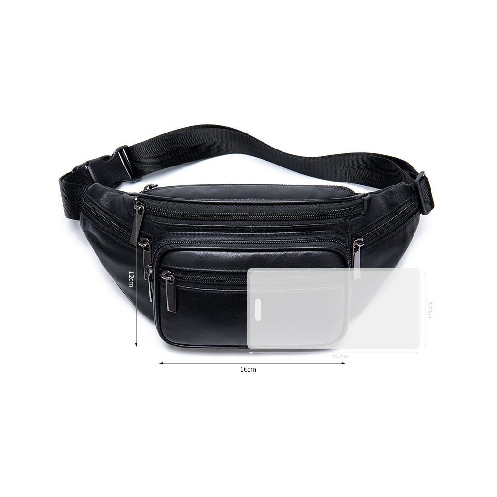 Сумка Vintage Поясна з овечої шкіри Чорна (20205) - зображення 12