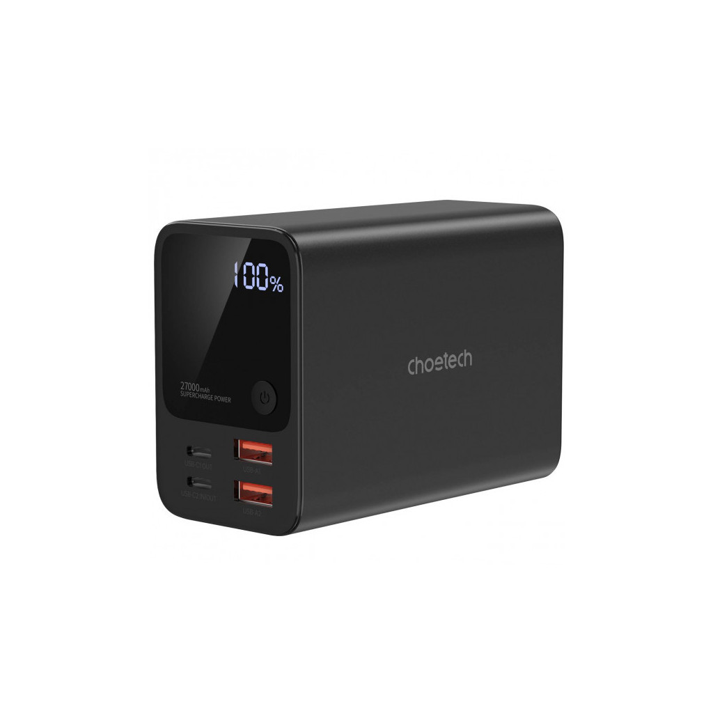Батарея універсальна Choetech 27000mAh, PD/3.0/100W, USB-C*2/100+100W, USB-A*2/QC3.0/22.5W (B635-BK) - зображення 1