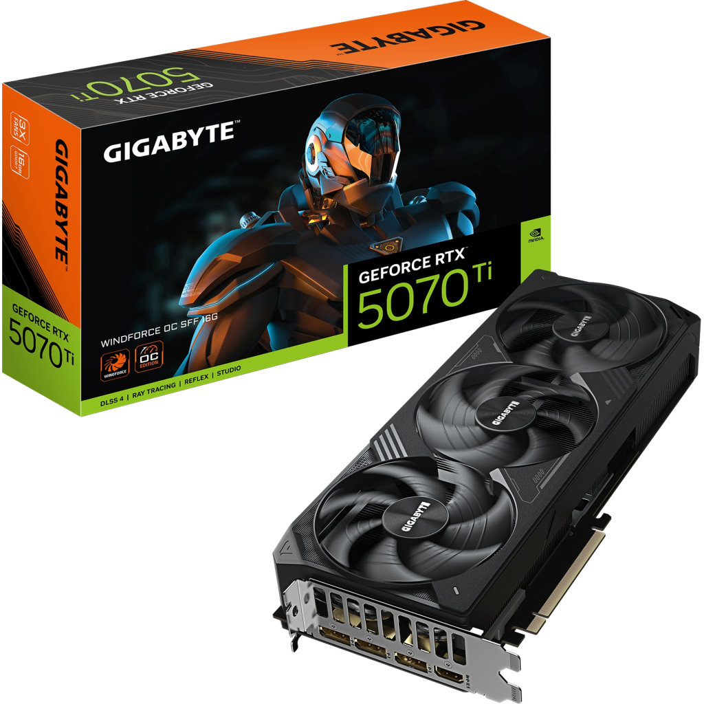 Відеокарта GIGABYTE GeForce RTX5070 Ti 16GB WINDFORCE OC SFF (GV-N507TWF3OC-16GD) - изображение 10