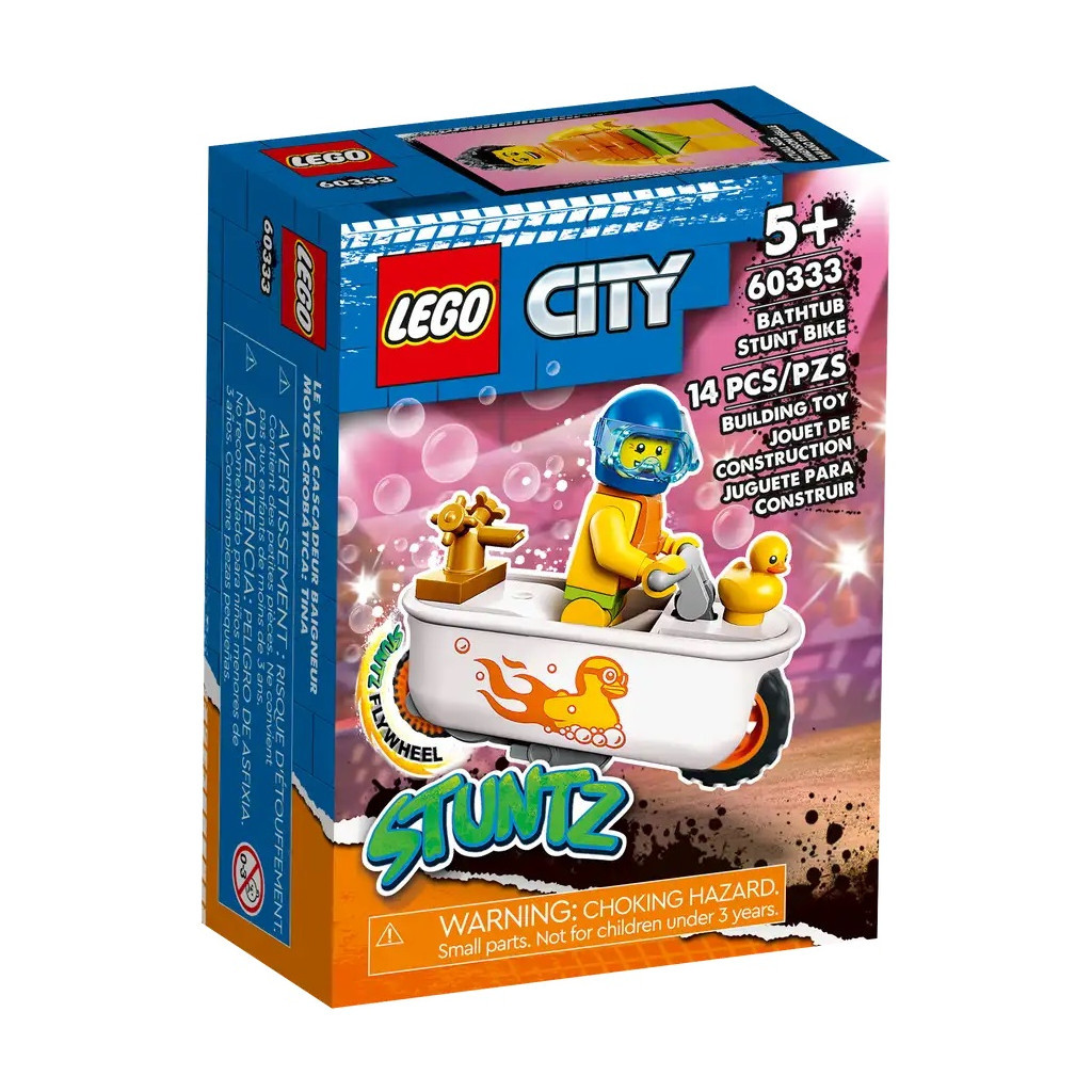 Конструктор LEGO City Каскадерський мотоцикл для гри у ванні 14 деталей (60333) - зображення 1