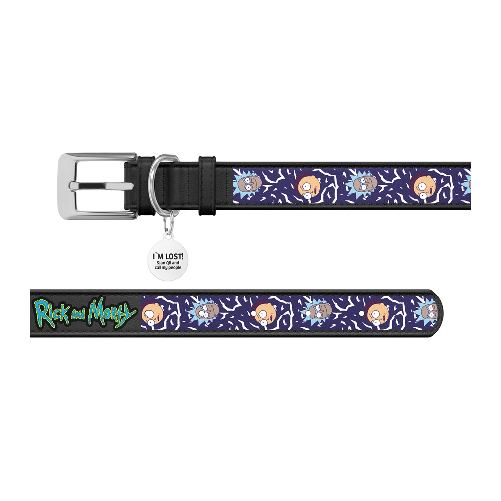 Нашийник для тварин WAUDOG Design з QR паспортом "Рік та Морті 2" Ш 12 мм Д 20-28 см чорний (3602-0281-01) - зображення 3