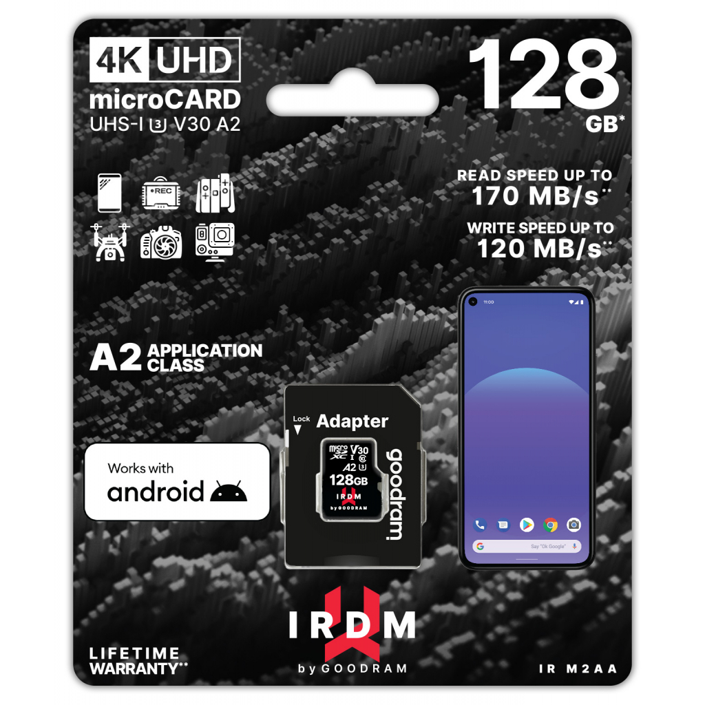 Карта пам'яті Goodram 128GB microSDXC class 10 UHS I U3 A2 (IR-M2AA-1280R12) - зображення 2