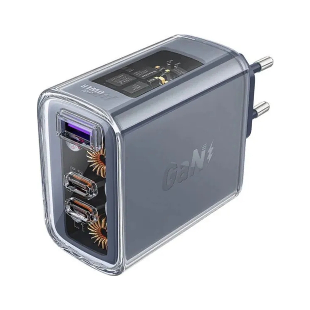 Зарядний пристрій Acefast 3xUSB 65W (2xUSB-C+USB-A) Gan A45 Fast Charger Mica gray (6974316282105) - зображення 1