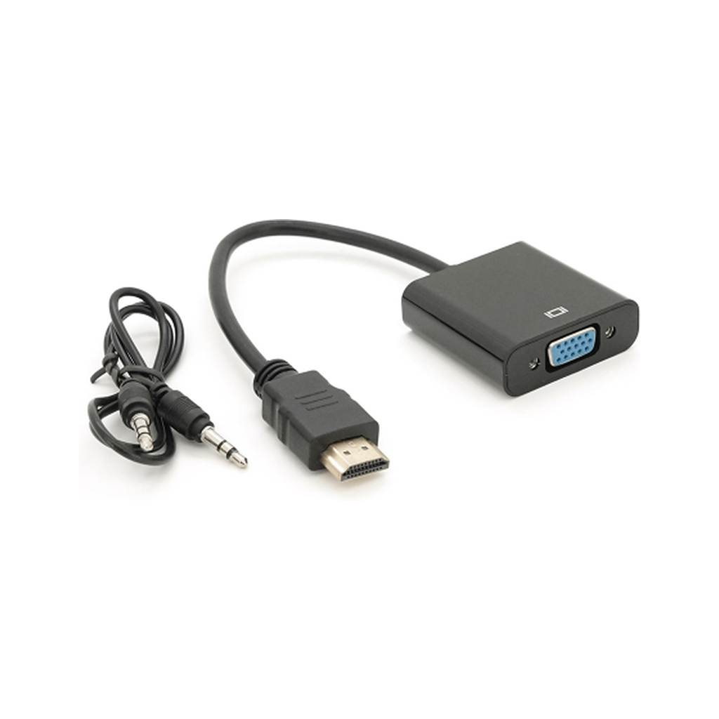 Перехідник HDMI M to VGA F + Audio 0.1m 4K/2K black Voltronic (YT-C-HDMI(M)/VGA(F)+AUX-B) - зображення 1