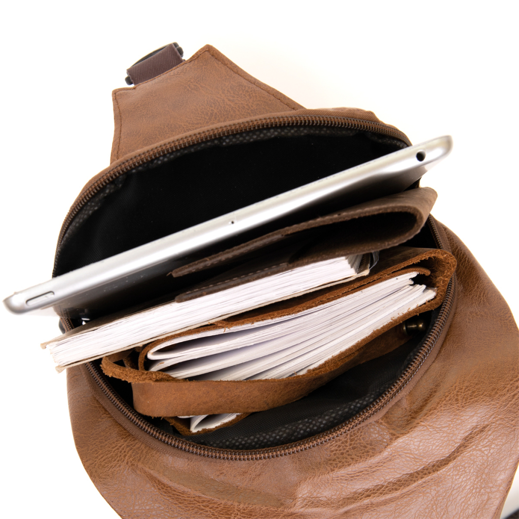 Сумка Vintage Крос боді з емблемою зі шкірозамінника Руда (20570) - зображення 3