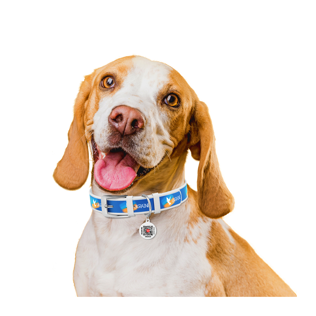 Нашийник для тварин WAUDOG Design з QR паспортом "Прапор" Ш 12 мм Д 18-24 см білий (3601-0229-15) - зображення 4
