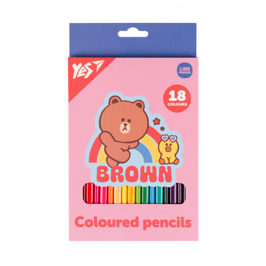 Олівці кольорові Yes 18 кольорів Line Friends Choco and Sally (290734) - зображення 1