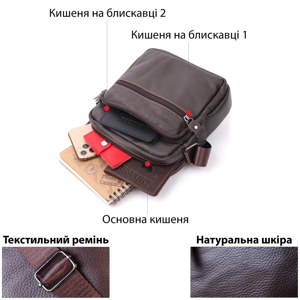 Сумка Vintage Коричнева (20687) - зображення 4