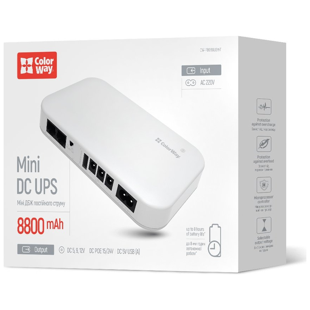 Пристрій безперебійного живлення ColorWay CW-PB088LI3WT 21W V2 (CW-PB088LI3WT) - зображення 6