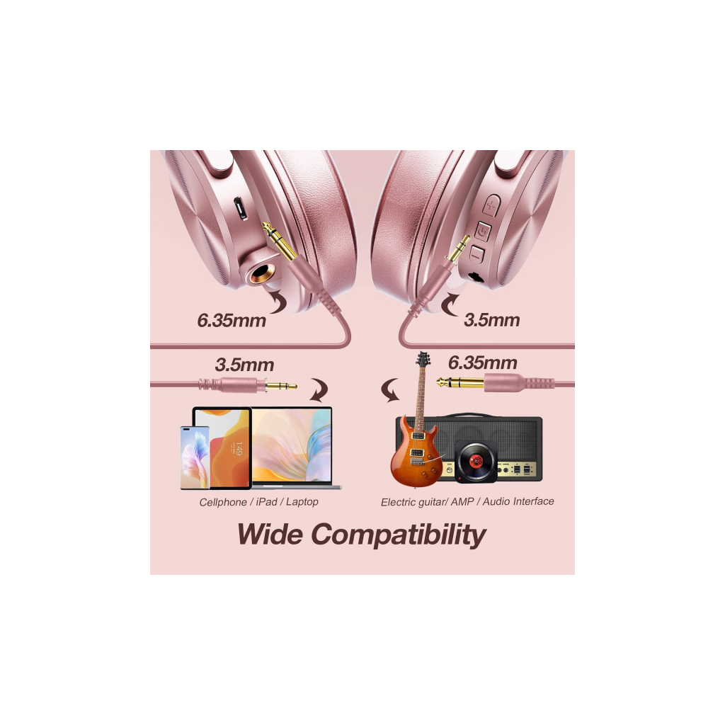 Навушники OneOdio Fusion A70 Bluetooth+3,5мм/6,35мм Rose/Gold (A70 Rose Gold) - зображення 6
