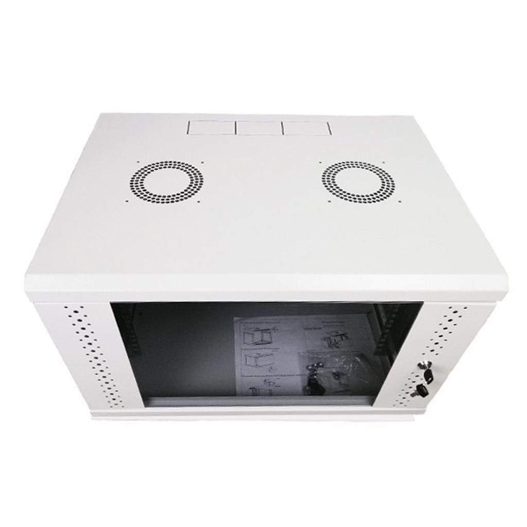 Шафа настінна Eserver 6U, 600х500х370 (Ш*Г*В), скло, сірий (ES-Е650G) - зображення 3
