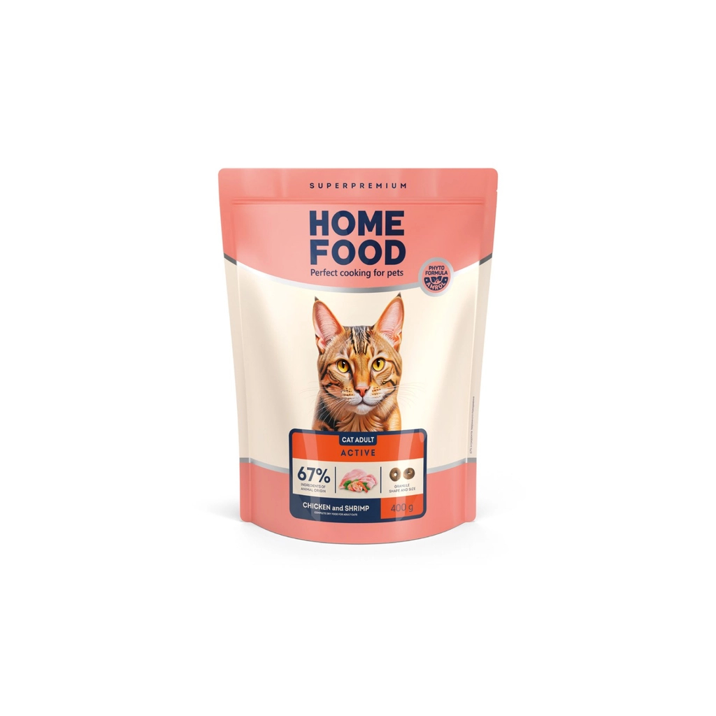 Сухий корм для кішок Home Food For active з куркою та креветками 400 г (4820290090057) - зображення 1