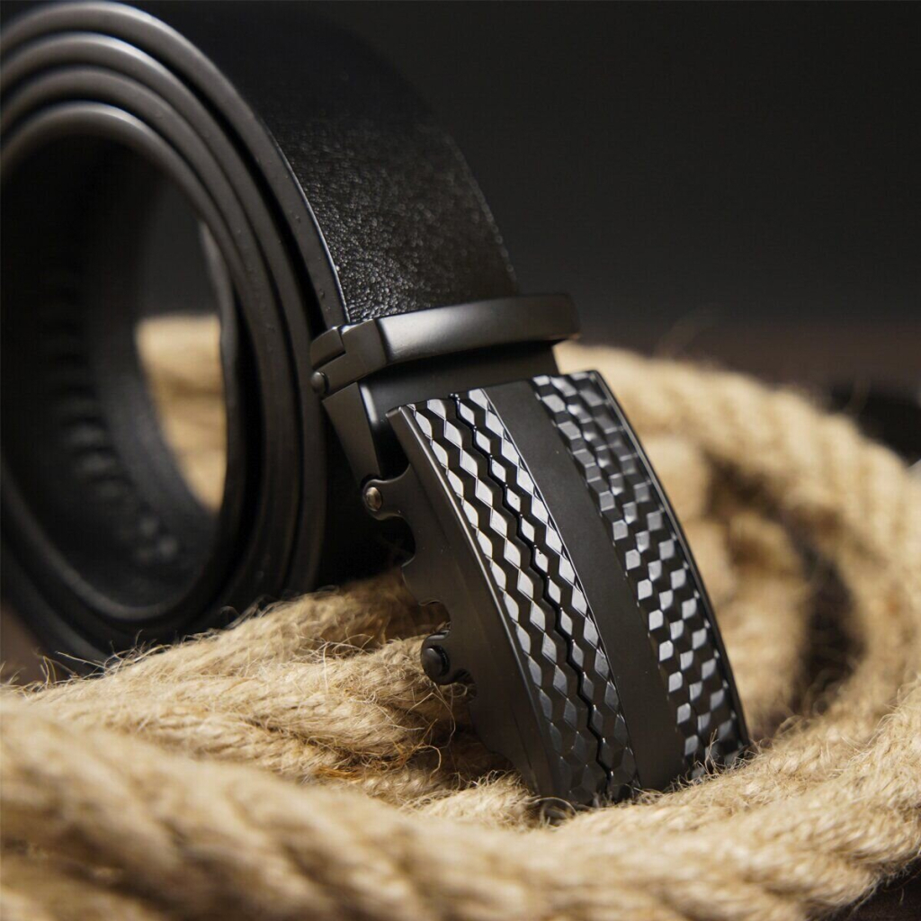 Ремінь Vintage Чоловічий з автоматичною пряжкою мозаїка Чорний (20299) - зображення 9