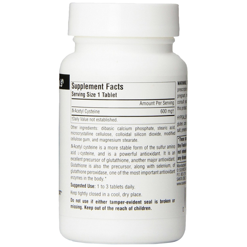 Амінокислота Source Naturals NAC (N-Ацетил-L-Цистеин) 600мг, 60 таблеток (SN0850) - зображення 2