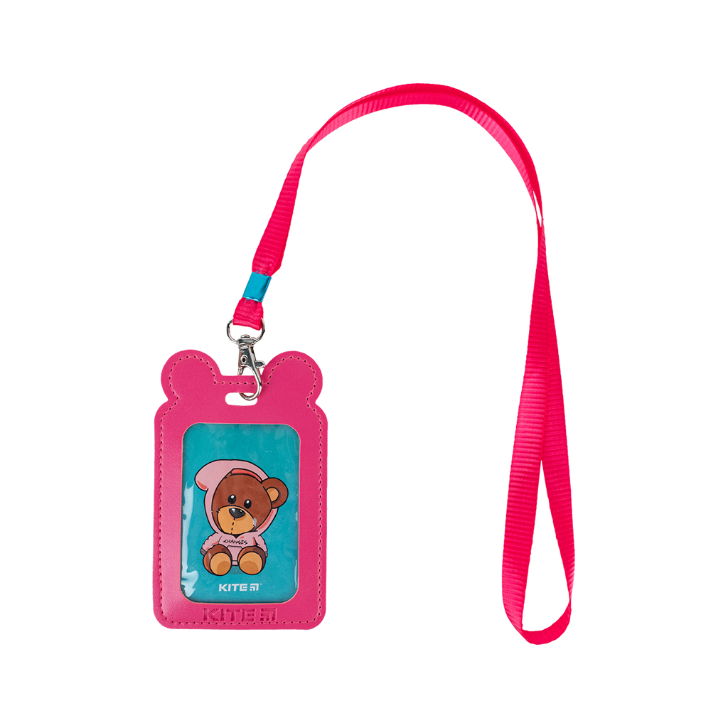 Бейдж Kite вертикальний на шнурку, фуксія (K24-296-4) - изображение 1